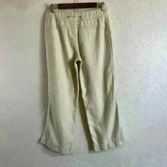 Athleta pull-on draw string button wide leg boho loose fit 100% Linen Women sz 6 - Picture 4 of 7